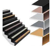 Métal Nez De Marche, Non Glissant Garniture Pour Escaliers Bois/Carrelage | Paquet De 1, Auto-Adhésif Pèle Et Colle, Métal, Moulure En L, Facile À Nettoyer(Black,90cm L 100mm*30mm)