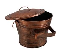 Métal Seau à Cendres en Bois avec Couvercle et Poignée | Transport Sûr et Nettoyage Simplifié, Acier Robuste, Usage Cheminée, Poêle à Granulés, Camping