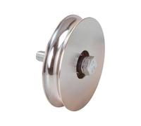 Metalideal Roue Portail Inox Gorge Ronde Ø 140 mm Rail 20 mm 280 kg | Roue de portail coulissant Ø 140 mm gorge ronde rail Ø 20 mm inox 304, charge 280 kg, roulement et axe inclus.