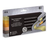Metallic Shimmering Finish With Vivid Colour Dual-Tipped Markers - Featuring A Brush And Bullet Nib - Perfect For Black/Dark Surfaces - Pack Of 6 - Precious Metals