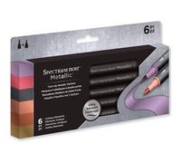 Metallic Shimmering Finish With Vivid Colour Dual-Tipped Markers - Featuring A Brush And Bullet Nib - Perfect For Black/Dark Surfaces - Pack Of 6 - Antique Elements