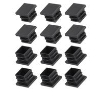 METALLIXITY 12Pcs Bouchon d'extrémité Tube carré 19 x 19mm pour Meuble Noir | Bouchons plastique inserts Bouchons d'extrémité couvre-capuchon fileté Bouchons protection