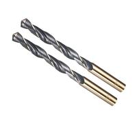 METALLIXITY 2PCS Foret Hélicoïdal, 11mm Mèche à Creuser Acier Rapide 4341, Tige Droite 118° Finition Noir et Or pour Cuivre Aluminium Bois Plastique Métal, Forets à Métaux de Dureté Moyenne