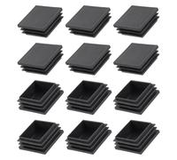 METALLIXITY Bouchon D'Extrémité Tube Carré (45 x 45mm) 12Pcs, Bouchons Plastique Insertion Coques D'Extrémité Couvercle Tube Coques Filetées Coques D'Obturation Protecteur - pour Meuble Noir