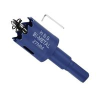 METALLIXITY Kit de Scie Cloche Bi-Métal 27mm (1-1/16"), Fraiseuse à Trou en Acier Rapide M42 avec Mèche Centrale, Clé Hexagonale et Ressort - pour Tôle Métallique, Bois, Bleu