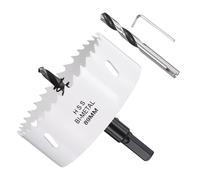 METALLIXITY Kit de Scie Cloche Bi-Métal 89mm (3-1/2"), Fraiseuse Haute Vitesse Acier M42 avec Foret Centre, Clé hexagonale et Ressort - pour Tôle Métallique, Bois, Plaque Plastique, Blanc