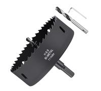 METALLIXITY Kit de Scies Cloche Bi-Métal 111mm (4-3/8"), Fraiseuse à Trou en Acier Rapide M42 avec Mèche Centrale, Clé Hexagonale et Ressort - pour Tôle Métallique, Bois, Noir