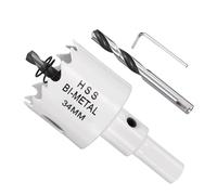 METALLIXITY Kit de Scies Cloche Bi-Métal 34mm (1-11/32"), Fraiseuse à Trous en Acier Rapide M42 avec Foret Centre, Clé Hexagonale et Ressort - pour Tôle Métallique, Bois, Blanc