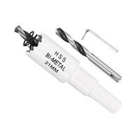 METALLIXITY Kit Scie Cloche Bi-Métal 21mm (13/16") Coupe-trou Bois Blanc | Acier Rapide M42 avec Foret Centreur, Clé Hexagonale et Ressort, pour Tôles Métalliques, Plastique et PVC