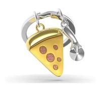 Metalmorphose - Porte-clés - alliage de zinc - taille : 7,3 x 3,5 x 2,5 cm - part de pizza - plaqué or, or brillant, jaune Jaune, Or brillant, Plaqué or G