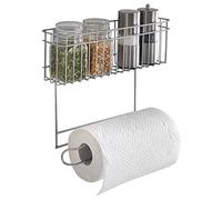 Metaltex 36200239080 Porte Rouleau Essuie-Tout avec Panier Métal Argent 33,3 x 8,3 x 26,5 cm