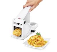 METALTEX - Coupe Frites Manuel avec Ventouse - Coupe Pommes de Terre & Légumes - Frites Maison Rapides - Lames Acier Inoxydable - PATATO PLUS, Blanc
