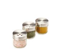 Metaltex Lot de 3 pots à épices plats en verre 100 ml