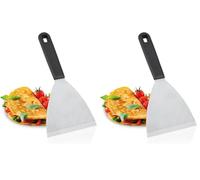 METALTEX Spatule Rectangulaire Large pour Plancha, Spatule Barbecue (Lot de 2)