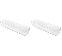 Metaltex Système de rangement de tiroirs, organiseur transparent moyen, étroit (Lot de 2)