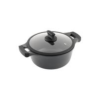 Metaltex XPERT - Casserole Haute en Aluminium Fondu 20 cm avec Couvercle de Verre Trempé