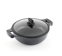 Metaltex XPERT - Casserole Basse en Aluminium Fondu 28 cm avec Couvercle de Verre Trempé