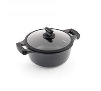 Metaltex XPERT - Casserole Haute en Aluminium Fondu 20 cm avec Couvercle de Verre Trempé