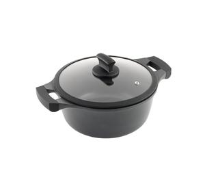 Metaltex XPERT - Casserole Haute en Aluminium Fondu 26 cm avec Couvercle de Verre Trempé