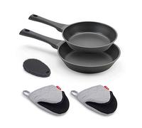 Metaltex XPERT Lot de 2 Poêles Aluminium Foncé 20 + 24 cm + Accessoires Full Induction valable pour tous types de cuisines.