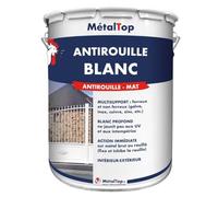 Metaltop - Antirouille Blanc - Blanc pur - RAL 9010-1 L - Sous-couche antirouille haute performance pour métal
