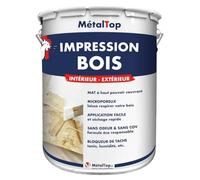 Metaltop - Impression Bois - Blanc - 5 L - Primaire d'accrochage pour bois neufs ou anciens, intérieur et extérieur