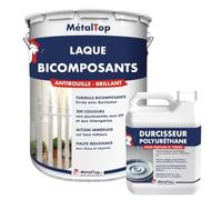 Metaltop - Laque Bi Composants - Rouge feu - RAL 3000-5 L - Peinture haute résistance pour protection intérieure et extérieure.