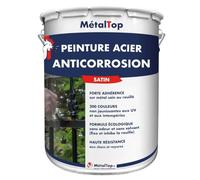 Metaltop - Peinture Acier Antico - Gris clair - RAL 7035-5 L - Protection renforcée contre la rouille pour métal extérieur