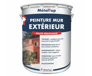Metaltop - Peinture Mur Exterieur - Blanc crème - RAL 9001-5 L - Peinture microporeuse pour crépi, béton et brique, protection 10 ans.