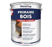 Metaltop - Primaire Bois - Blanc pur - RAL 9010-15 L - Sous-couche d'accrochage pour toutes peintures à l'eau.
