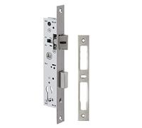METALUX série 7/46 - Serrure à encastrer Réversible Avec Gâche Têtière Inox, coffre 46mm x 180mm Pêne dormant allongé pour porte PVC ou porte metallique