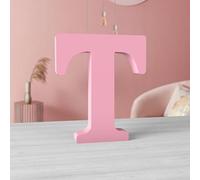 MeteoraPrime Lettres en Bois Rose 15 cm Lettres en Bois Non Finies pour Décoration Murale Lettres Décoratives Debout Lettres Rose en Blocs pour Décoration Murale pour Projets (T)