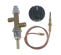 METER STAR Vanne à gaz propane LPG, soupape de sécurité, sécurité anti-panne de flamme, robinet, vanne de chauffage à gaz avec thermocouple et bouton, entrée et sortie tous les deux filetage à gauche