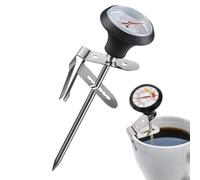 Mètre en acier inoxydable de thermomètre de mousse de lait avec rapide | Thermomètre à yaourt pour barbecue steak, poulet, dinde, fromage, pain, cuisine, frire et sucrerie