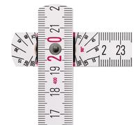 Mètre pliant en bois STABILA type 1407, 2 m, blanc, graduations métriques, avec schéma angulaire, certifié PEFC - 14557