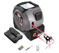 Mètre ruban laser 3 en 1 télémètre laser 39,9 m et ruban à mesurer 4,9 m pour Pythagoricien, zone, volum, conversion multi-unités (Ft/Ft+in/in), gris