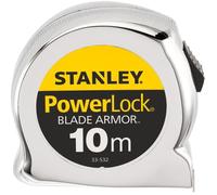 Stanley - Powerlock mètre Ruban 10m x 25mm Fabriqué en France- Ruban Large - Revêtement Blade Armor et mylar - Crochet 3 Rivets- Boitier Abs Antichoc - Blocage de Ruban- Position du 0 Réel- 0-33-532