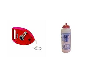 Metrica 60097 Traceur géant en Abs+ Cordeau & 60128 Flacon poudre 1 kg Rouge