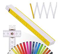 Metrie™ BLOCK 52 Mètre pliant - Mètre en bois 2 m | Blanc-Jaune Soleil - Graduation duplex, Fabriqué dans l’UE | Robuste et précis | pour Artisans et Bricoleurs | 1 pièce