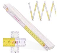 Metrie™ Mètre pliant - Mètre en bois 2 m | Mètres - BLANC-JAUNE - Échelle duplex, Fabriqué dans l’UE | Robuste et précis | pour Artisans et Bricoleurs | BLOCK 72 - 1 pièce