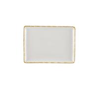 METRO Professional Assiette Rectangulaire Ateo, Porcelaine, 31 x 22 cm, Beige avec Bordure Marron, Lot de 4 (4, 31 x 22 cm)
