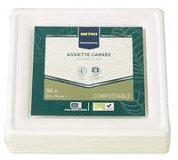 METRO Professional - Assiettes en carton jetables durables compostables blanches carrées 20 x 20 cm - Lot de 50