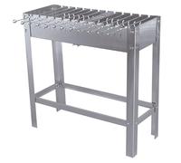 METRO Professional Barbecue au Charbon de Bois Karasu, Acier Inoxydable, Rectangulaire, avec 12 Piques en Acier Inoxydable, Résistant à l'Intempérie, Argent