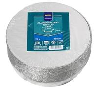 METRO PROFESSIONAL, boîte de rangement, diamètre 23 x 4,4 cm, aluminium, argentée, lot de 25 pièces