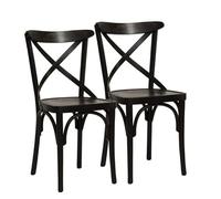 METRO Professional Chaise Bistrot en Hêtre, Dossier Croisé, Finition Wengé, 85 x 46 x 47 cm, Lot de 2