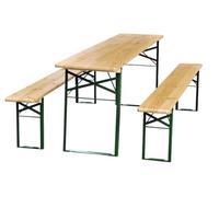 METRO Professional Ensemble Table et Banc 50 x 220 x 78 cm Acier/Bois de pin FSC, Marron/Vert