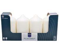 METRO Professional Lot de 4 Bougies Piliers, 150 x Ø 78 mm, Combustion: environ 61h, Blanche, pour la Maison, les Fêtes et la Restauration