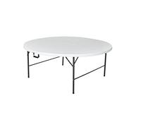 METRO Professional Table Pliante pour l'extérieur, Acier/polyéthylène, résistant aux intempéries, Blanc (Ø 180 x 74 cm)