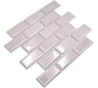 Metro Subway WB26M-0202 Carrelage mosaïque en céramique gris pierre pour mur, salle de bain, WC, douche, cuisine, revêtement de comptoir, revêtement de baignoire