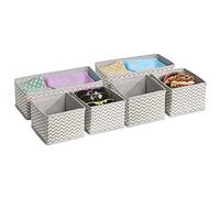 MetroDecor - Coffret en plastique pour armoire ou tiroir, gris, Lot de 6